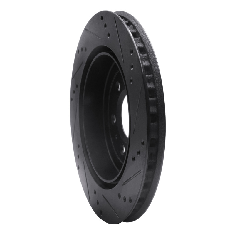 Cadillac SRX Brake Rotor (1) - Rear Left - R1 Concepts - Drilled & Slotted - Black - `04-`09